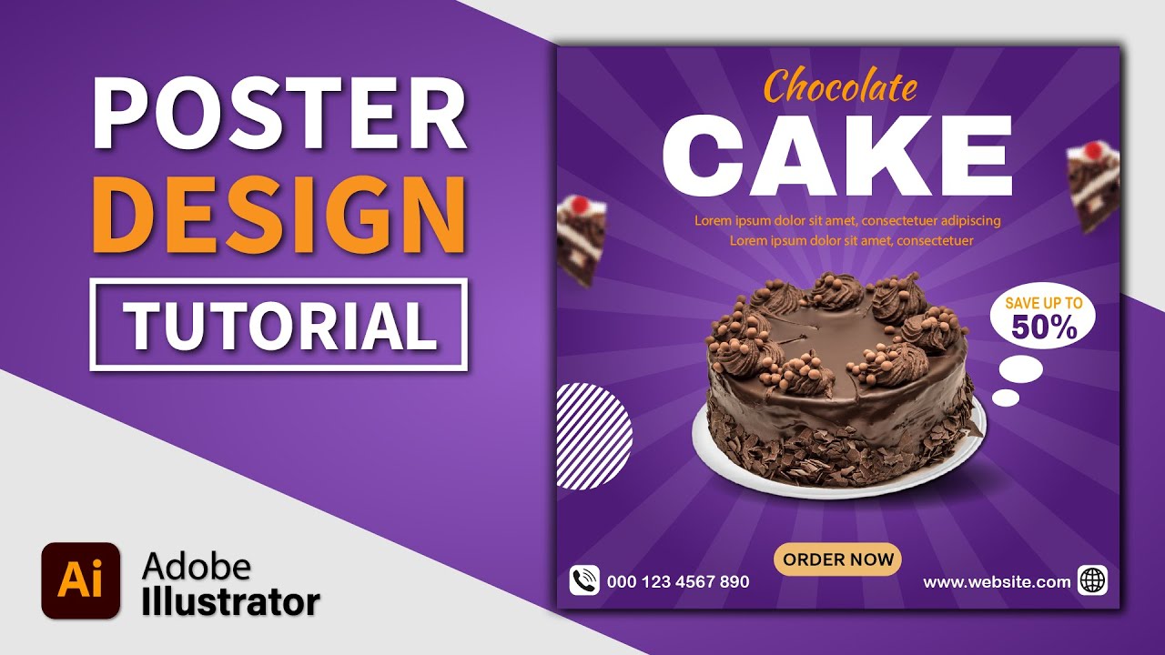 Chocolate Cake Poster Design | Adobe Illustrator CC