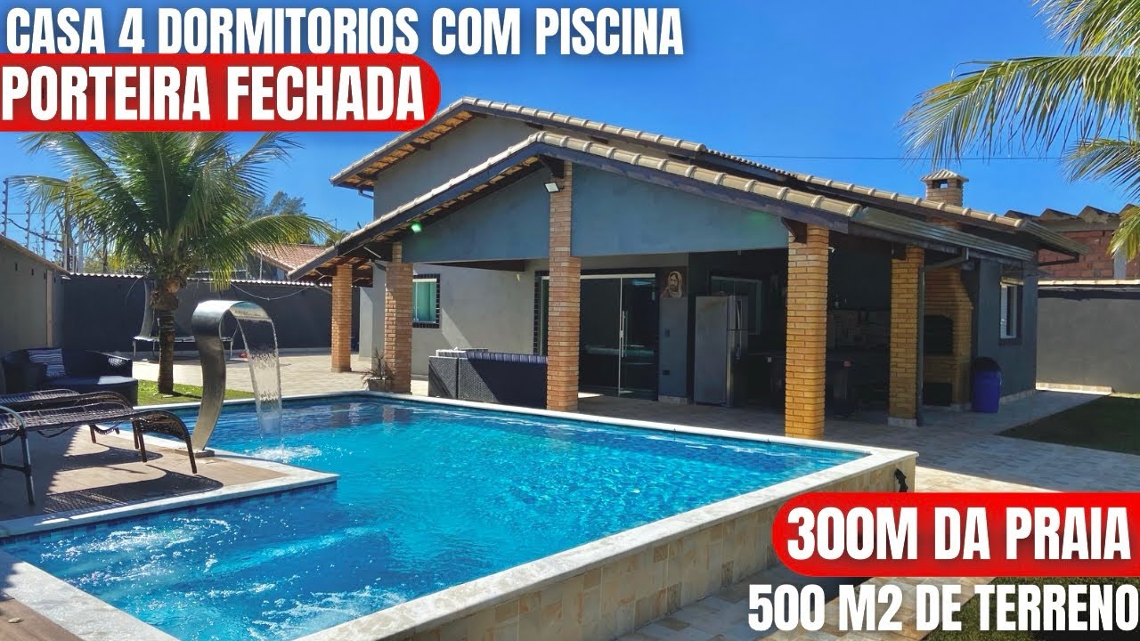 CASA 4 DORMITORIOS COM PISCINA PERTO DA PRAIA PORTEIRA FECHADA A VENDA EM ITANHAÉM SP