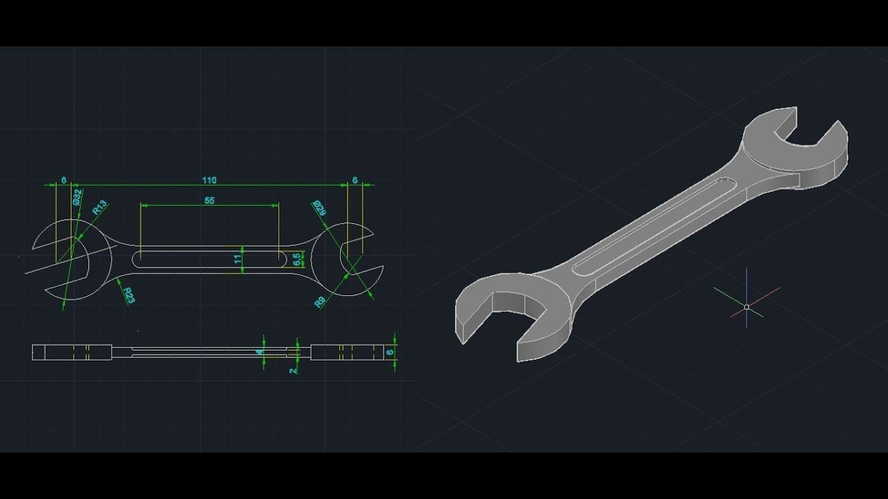 Spanner 2D Drawing & 3D Modeling in AutoCAD in Hindi | Complete Tutorial for Beginners