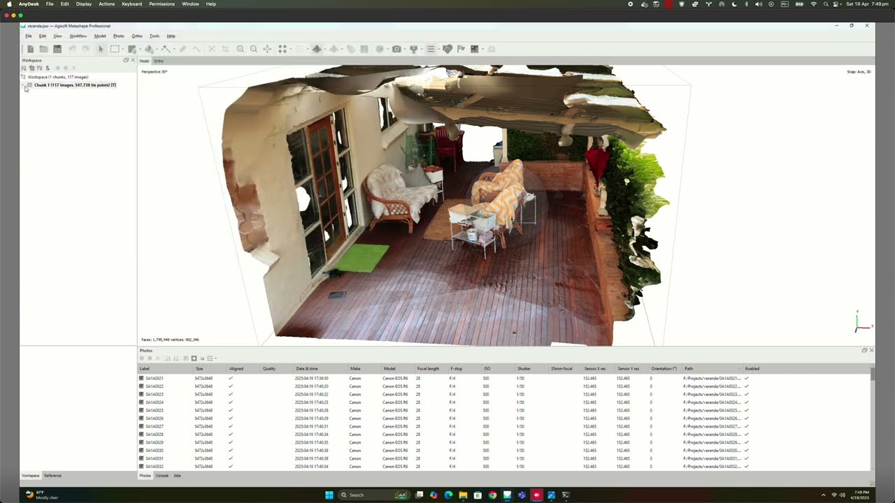 Metashape to Blender cameras and converted background images workflow