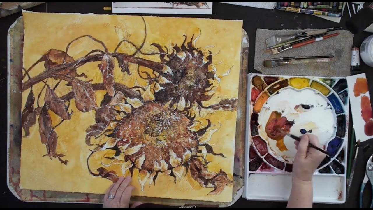 Dried Sunflowers - Watercolor Lesson with Karlyn Holman