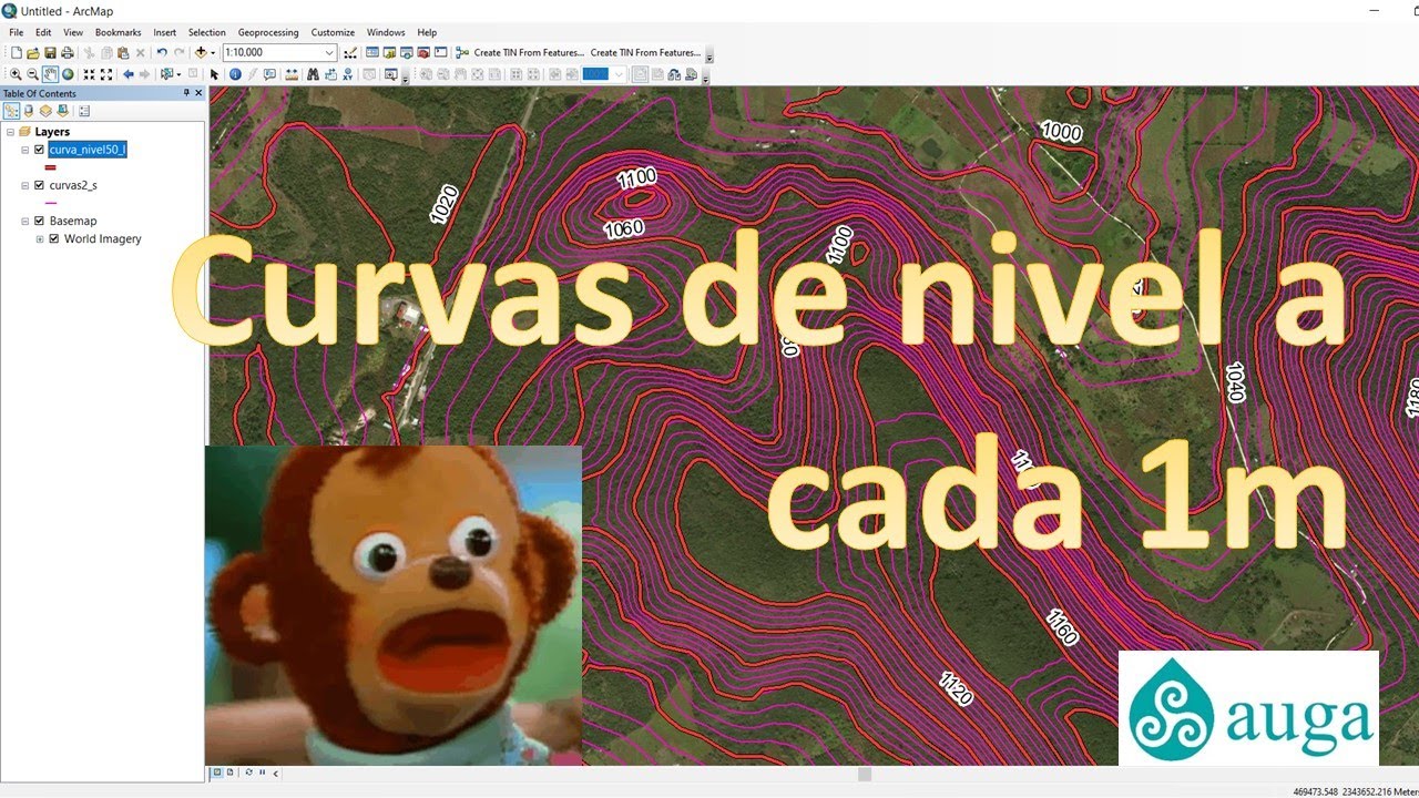 Curvas de nivel a cada 1 metro en ARCGIS