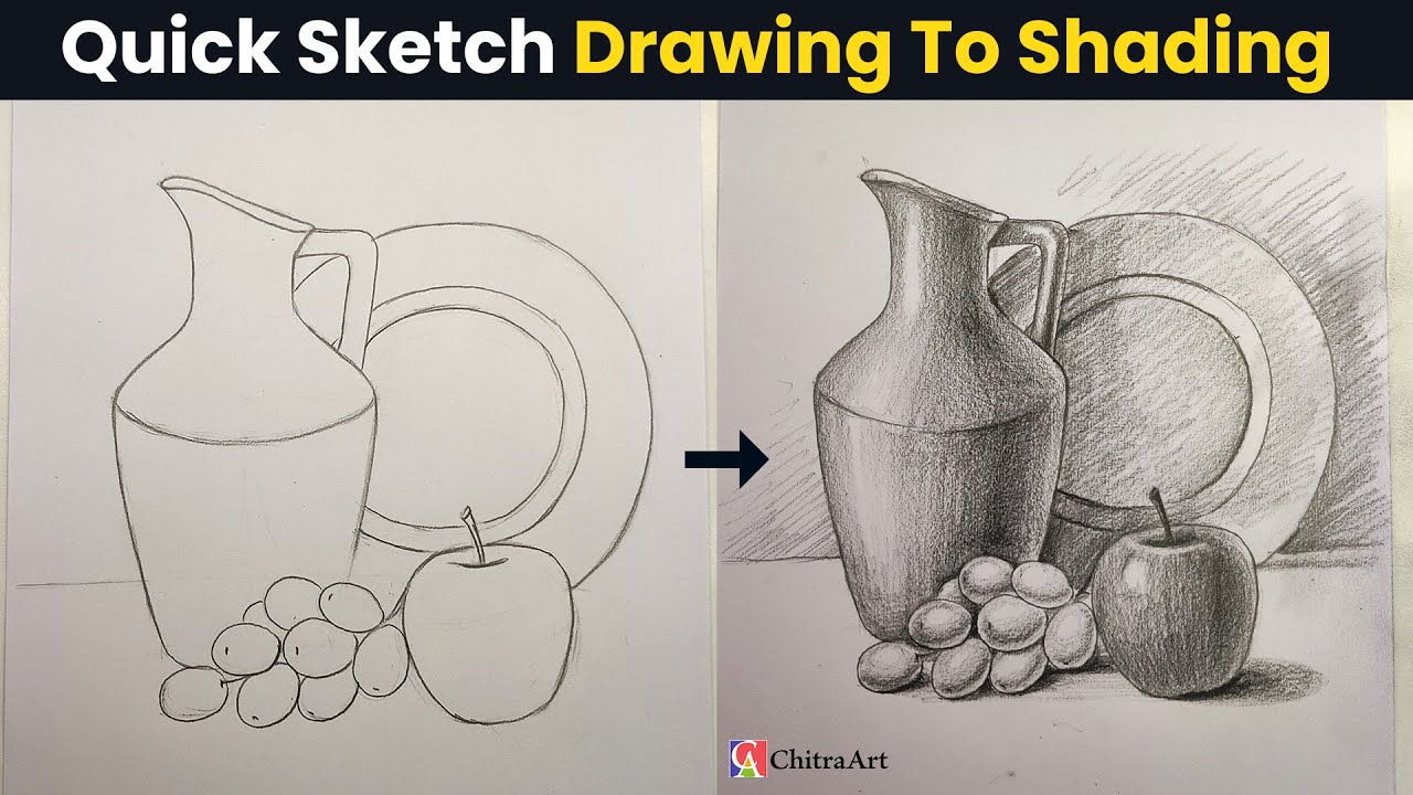 Fast Sketch Still Life Drawing with Pencil Shading Step by Step | Elementary Object Drawing