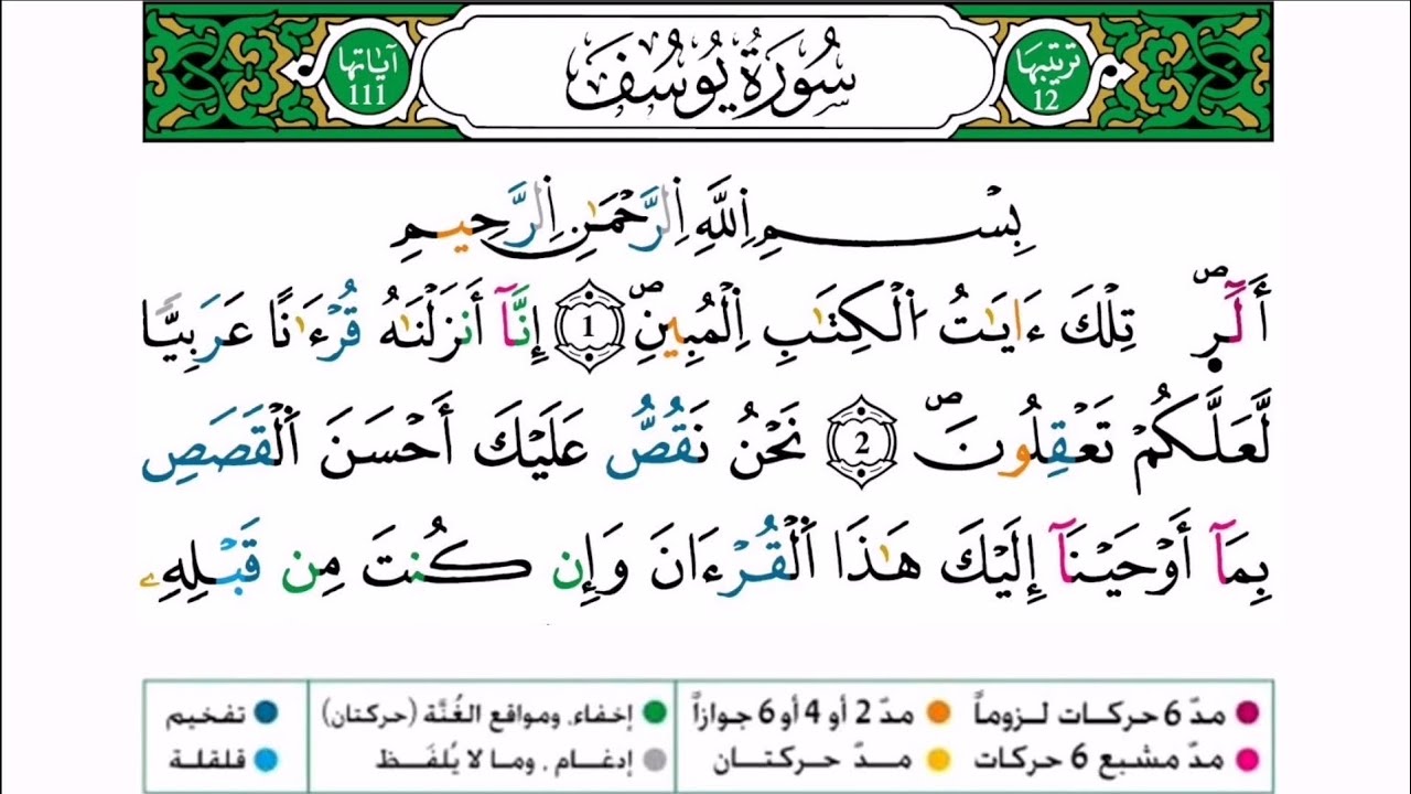 سورة يوسف برواية ورش عن نافع للقارئ أحمد بن قاسم باعلي و سعيد