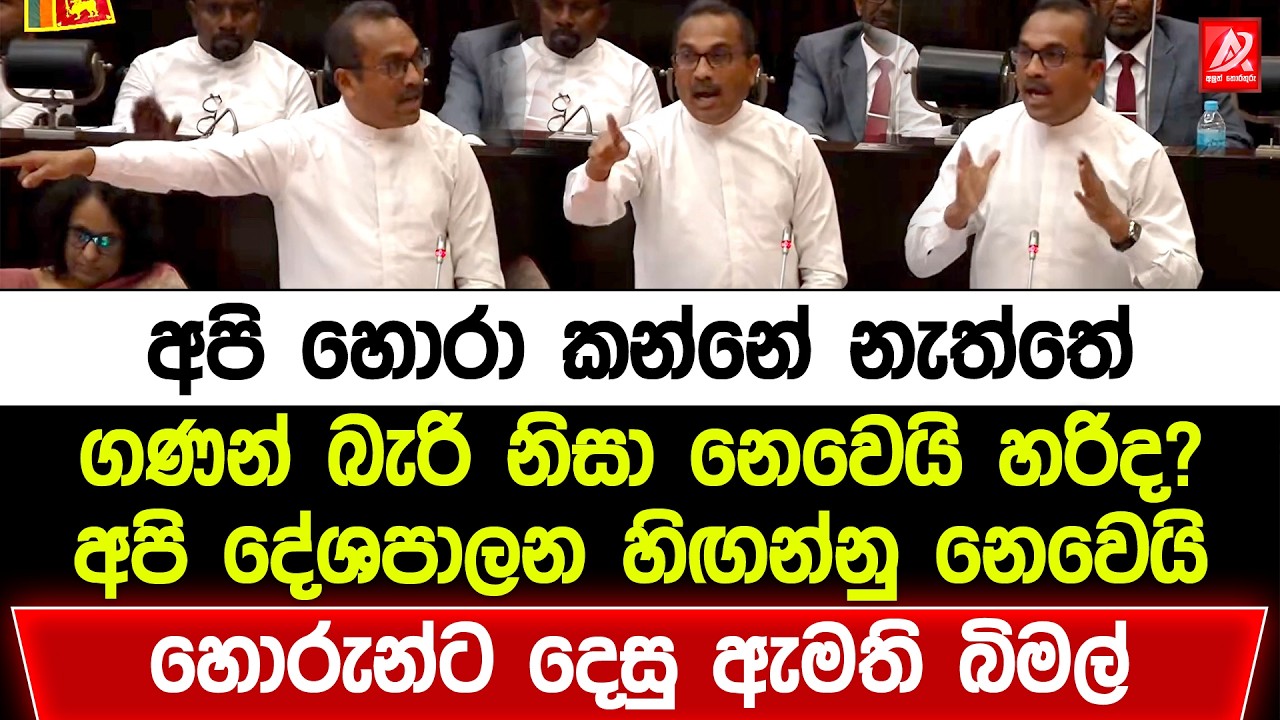 අපි හොරා කන්නේ නැත්තේ ගණන් බැරි නිසා නෙවෙයි හරිද? හොරුන්ට අමු පදෙන්ම දෙසූ ඇමති බිමල්ගේ කතාව
