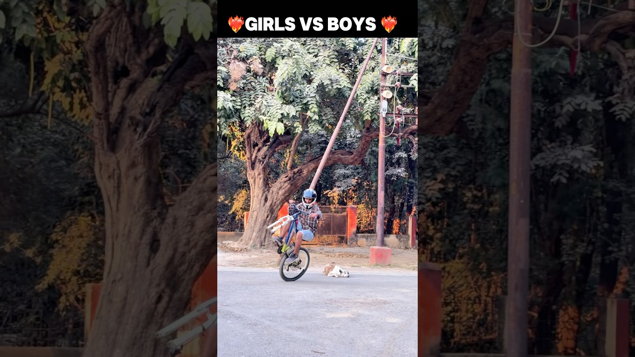 GIRLS VS BOYS 🔥CYCLE STUNT COMPETITION-166 #cycle#stunt #shorts#ytshorts#youtubeshorts #mtbdeepak89