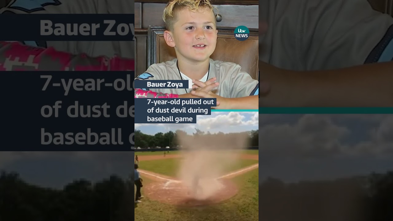 A 7-year-old was rescued from a dust devil during a baseball game #itvnews