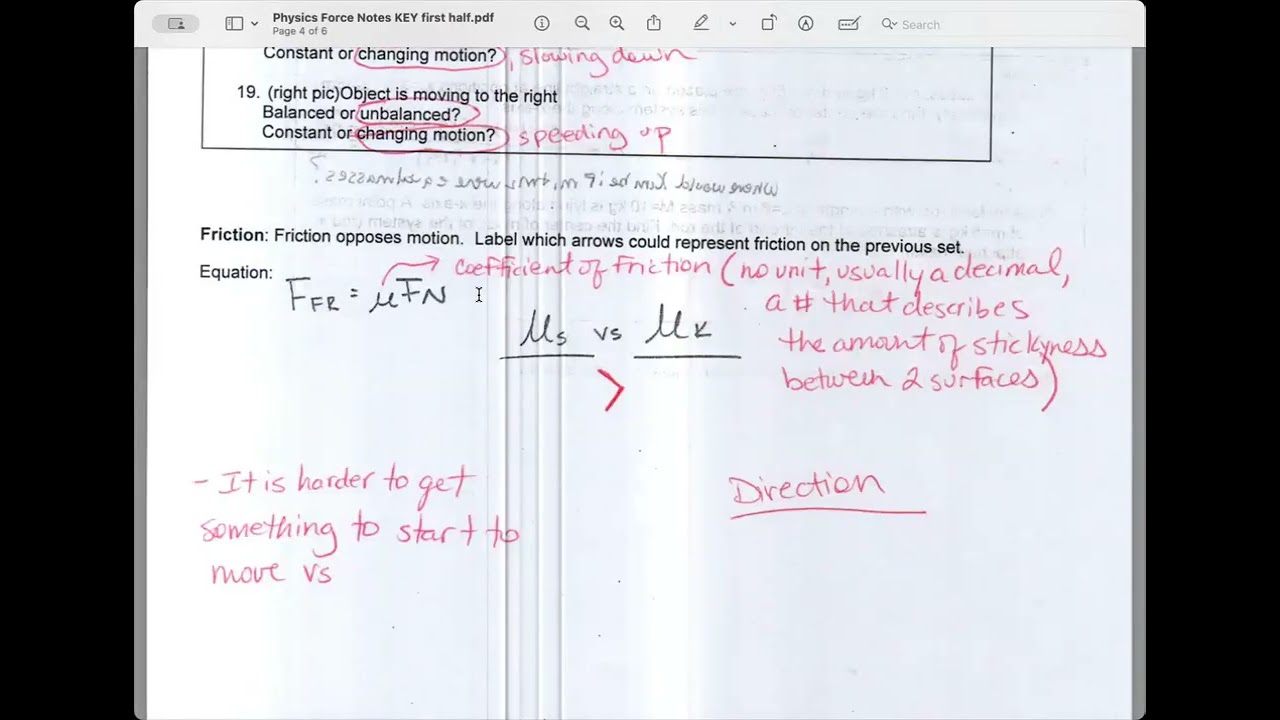 Force notes F Diagrams, Friction