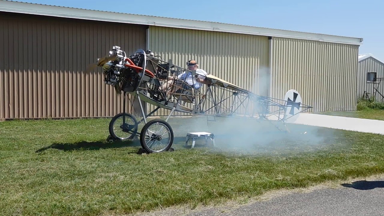 Keith's Fokker DR.1 Rotec R2800 First Start - Oops