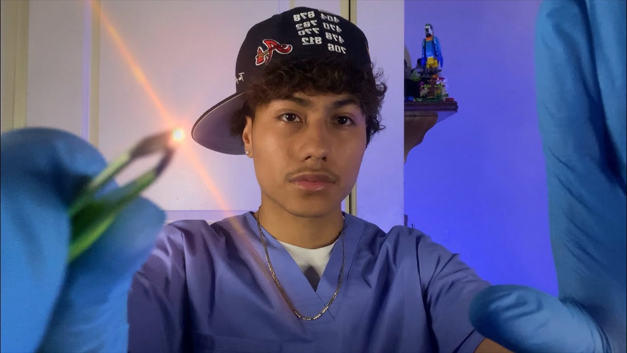 ASMR FASTEST Nurse Cranial Nerve, Scalp & Lice Check, Makeup, Haircut, Ear, Eye Test Nurse Roleplay