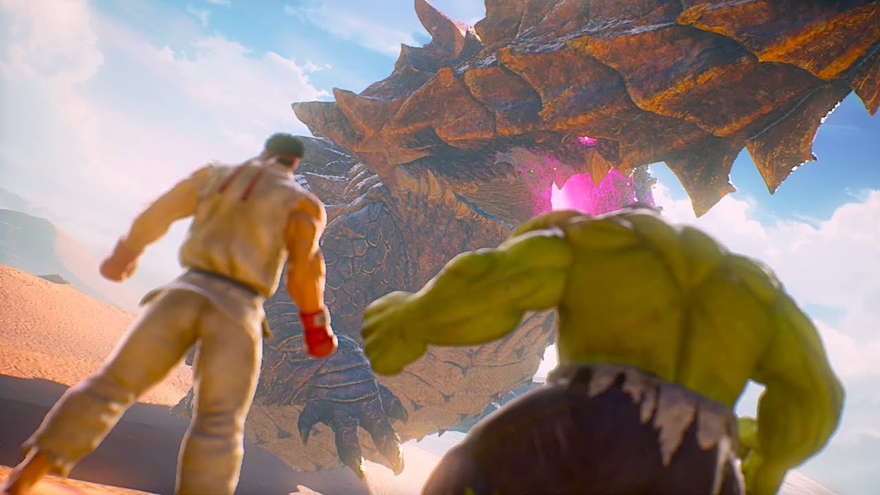 Рю объединяется с Халком, чтобы уничтожить Древнего Дракона — Marvel vs Capcom Infinite