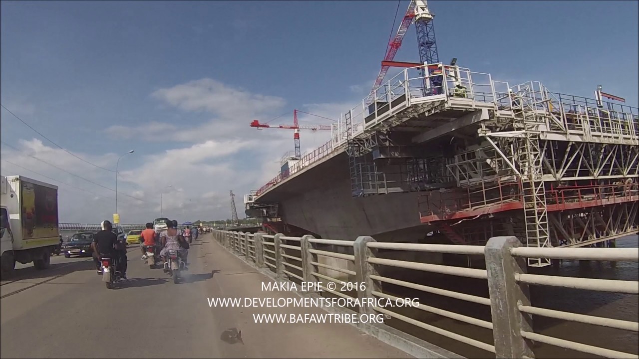 Construction of the bridge over Wouri River in Douala Cameroon from Kumba.