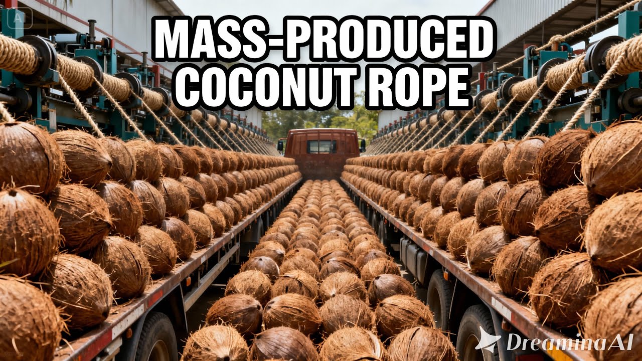 How Coconut Husks Are Turned Into Rope Inside the Factory #industrialprocess #farming #howitsmade