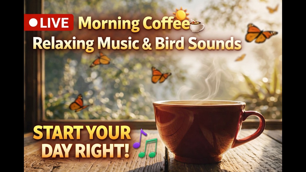 24/7 LIVE Morning Coffee ☕ Relaxing Jazz Music & Bird Sounds | Study, Work, Relax  #morningmusic