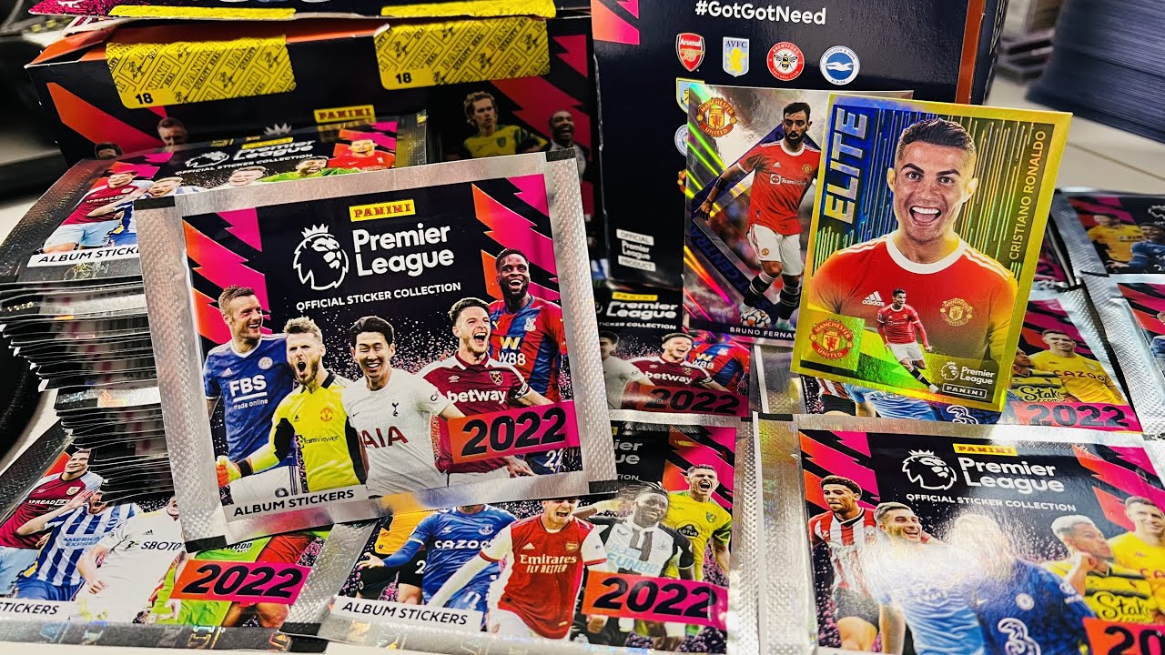 KOMPLETTE DISPLAY BOX (100 TÜTEN 500 STICKER!!!) Panini PREMIER LEAGUE 2022 Sticker