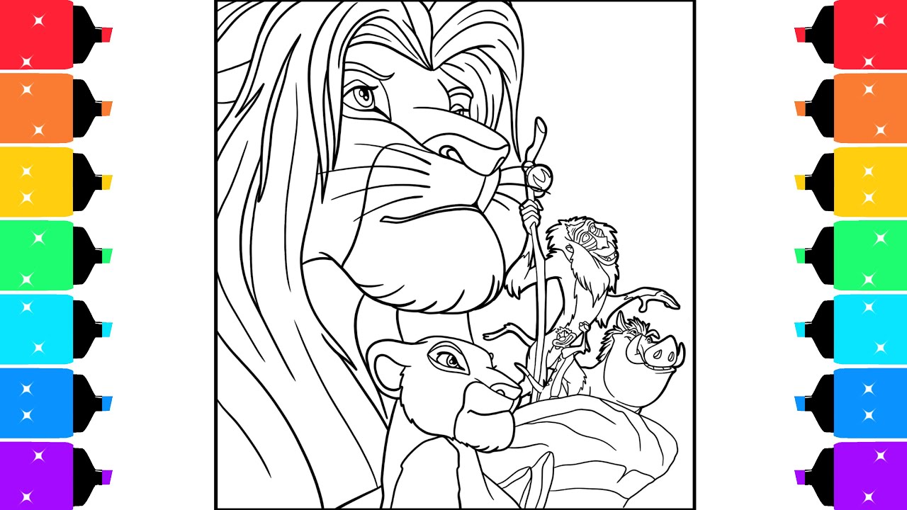 Coloring Every Lion King Characters Coloring Pages | Mufasa, Sarabi, Rafiki, Timon & Pumba