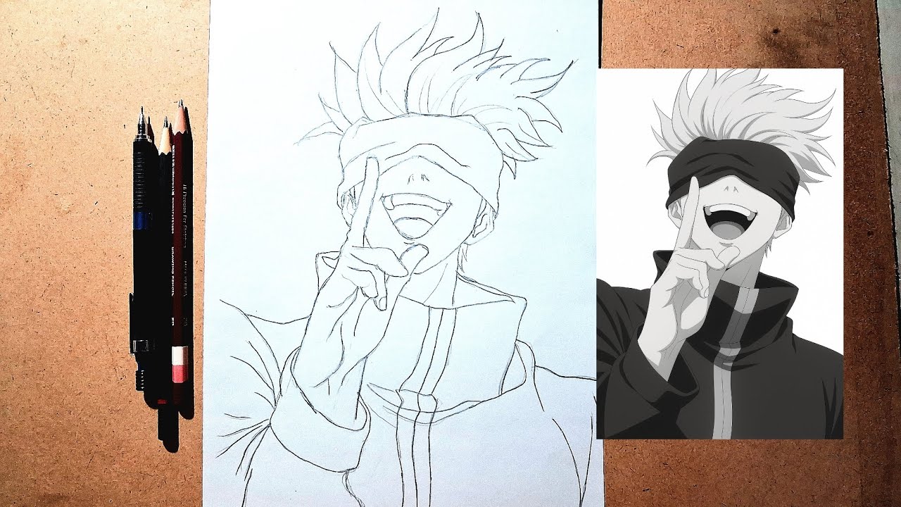 Gojo satoru drawing easy step by step #video #drawing #Gojo