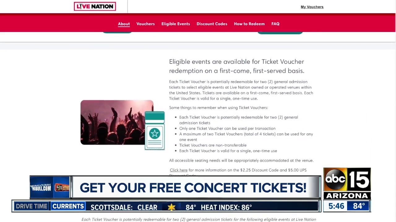 Get free concert tickets from Ticketmaster/Live Nation