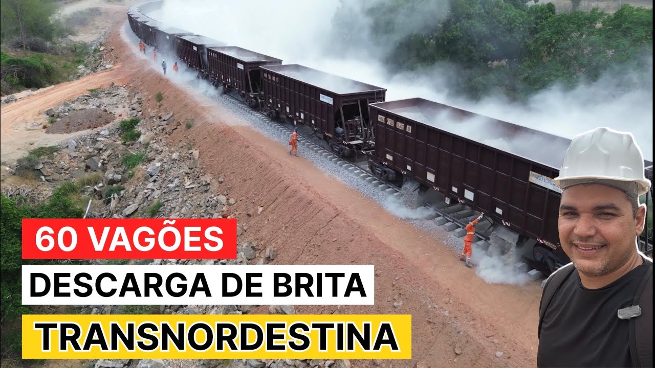 Obras Transnordestina Descarga de brita 60 vagões 