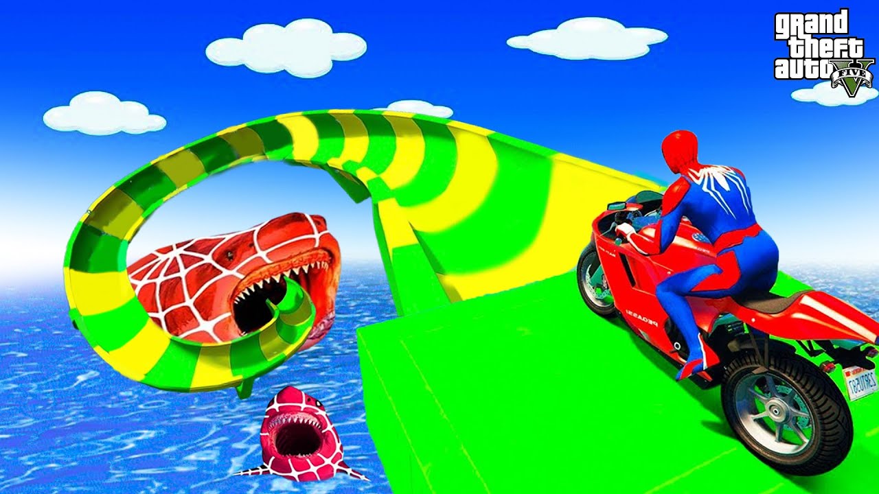 SPIDER-MAN's CRAZY WATER Slide Challenge Attempt 🛹⚽ SUPERHERO Challenge race