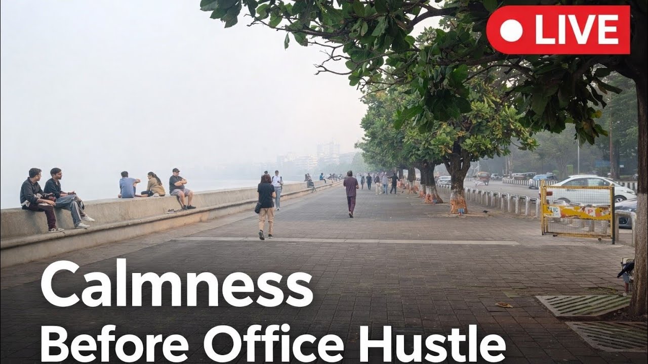 Live: Enjoying Calmness Before Office Hustle -Mumbai !! Marine Drive !! 