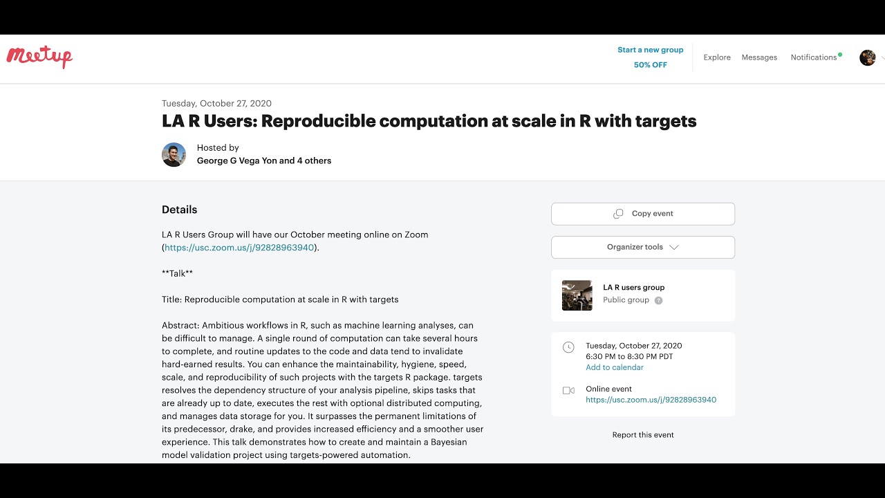 LA R Users - October Meeting 2020 - Reproducible computation at scale in R with targets