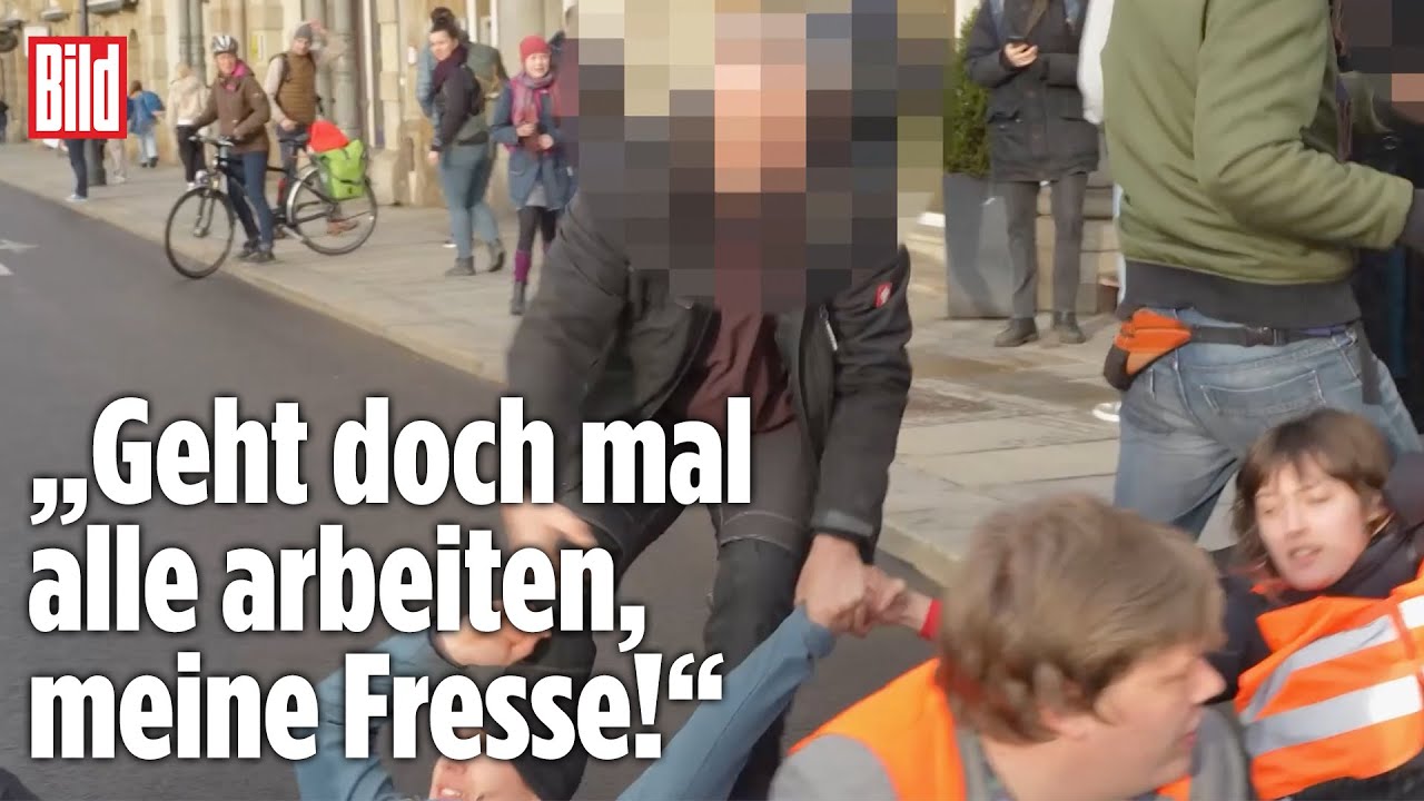 Wütende Autofahrer schleifen Klima-Kleber weg | Dresden