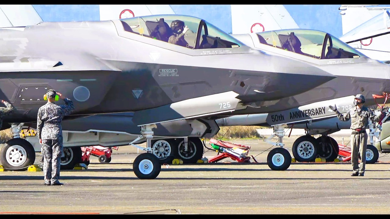 【4K】第5世代ステルス戦闘機F35A 驚異の飛行を新田原で披露。その卓越したパイロットとクルー達。F35A fifth-generation stealth fighter.