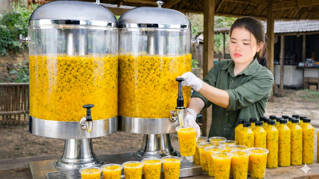 How to Make Sweet and Sour Passion Juice to Sell at Market - Fresh Drink and Jelly Process