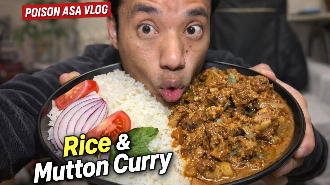 MUKBANG ASMR || Big Plate Rice & Mutton Curry Poison ASA Vlog