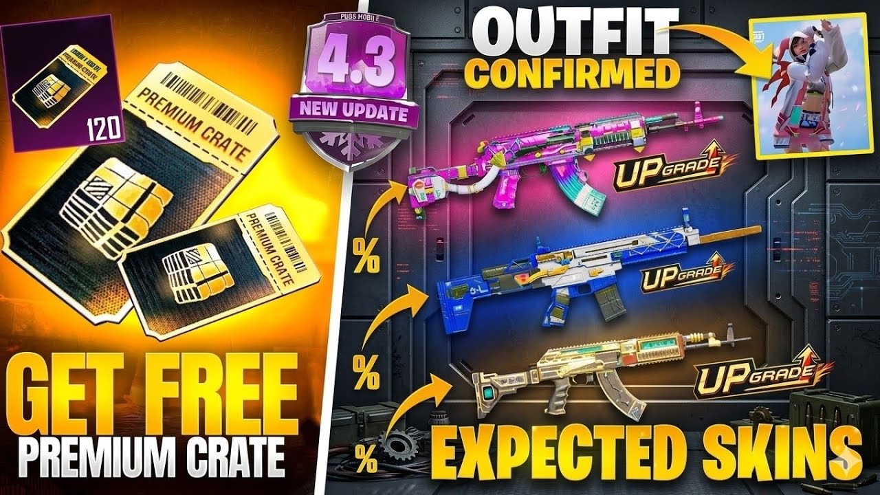 Next Premium Crate Confirmed 😱 | 4.3 Update Premium Crate Skins & Rewards | PUBGM