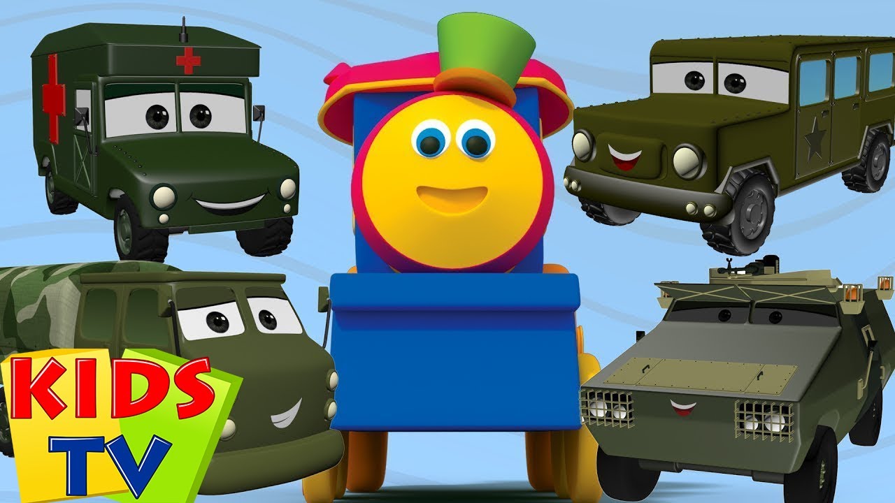 Bob el tren | Vehículos del ejército | Videos de niños | Bob Train Army Visit | Learn Army Vehicles