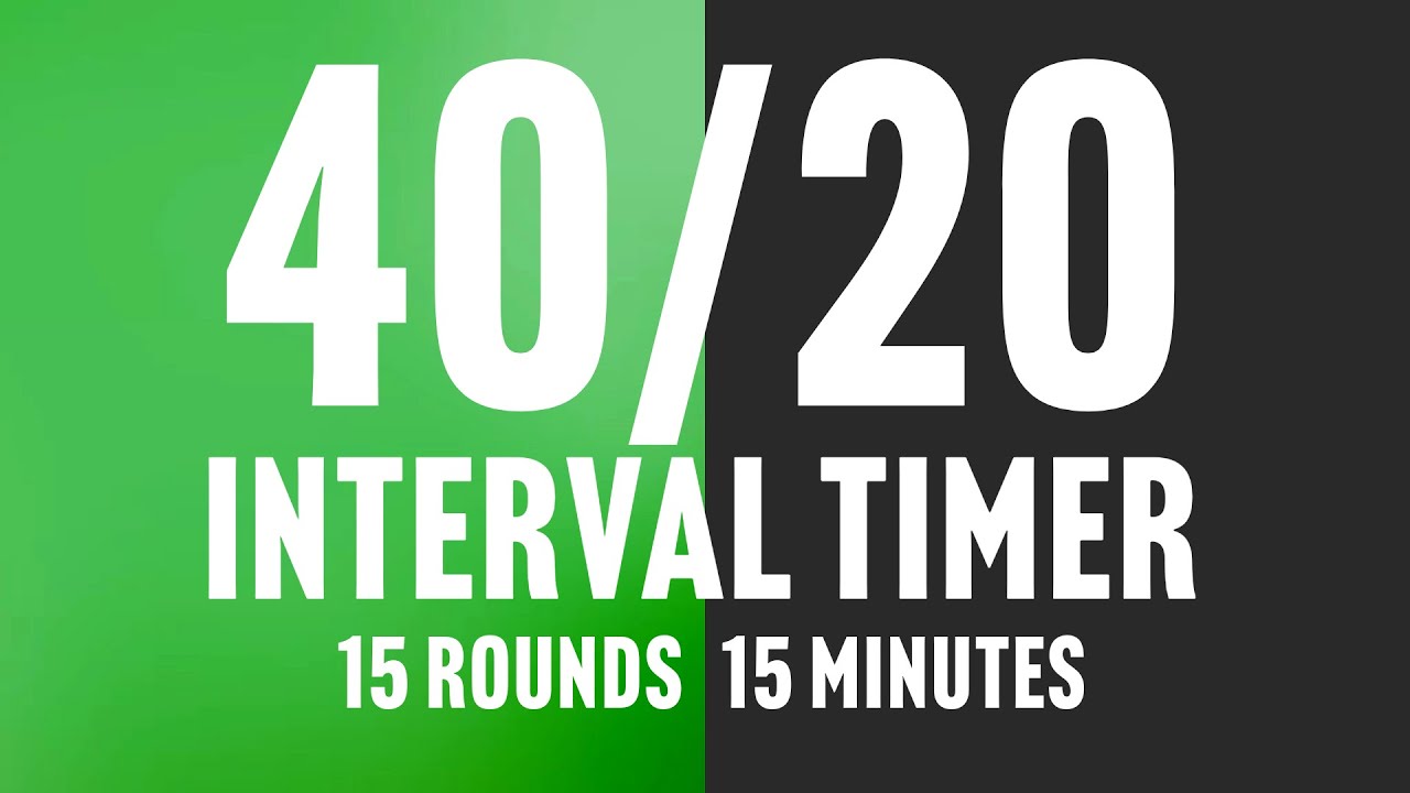 15-Minute HIIT/Tabata 40/20 Interval Timer, 15 High-Intensity Rounds + 15 Rest Periods (No Music)
