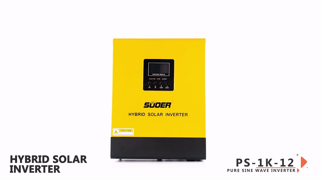 SUOER 12VDC 230VAC 1000VA 800W hybrid solar inverter built-in MPPT solar charge controller（PS-1K-12）