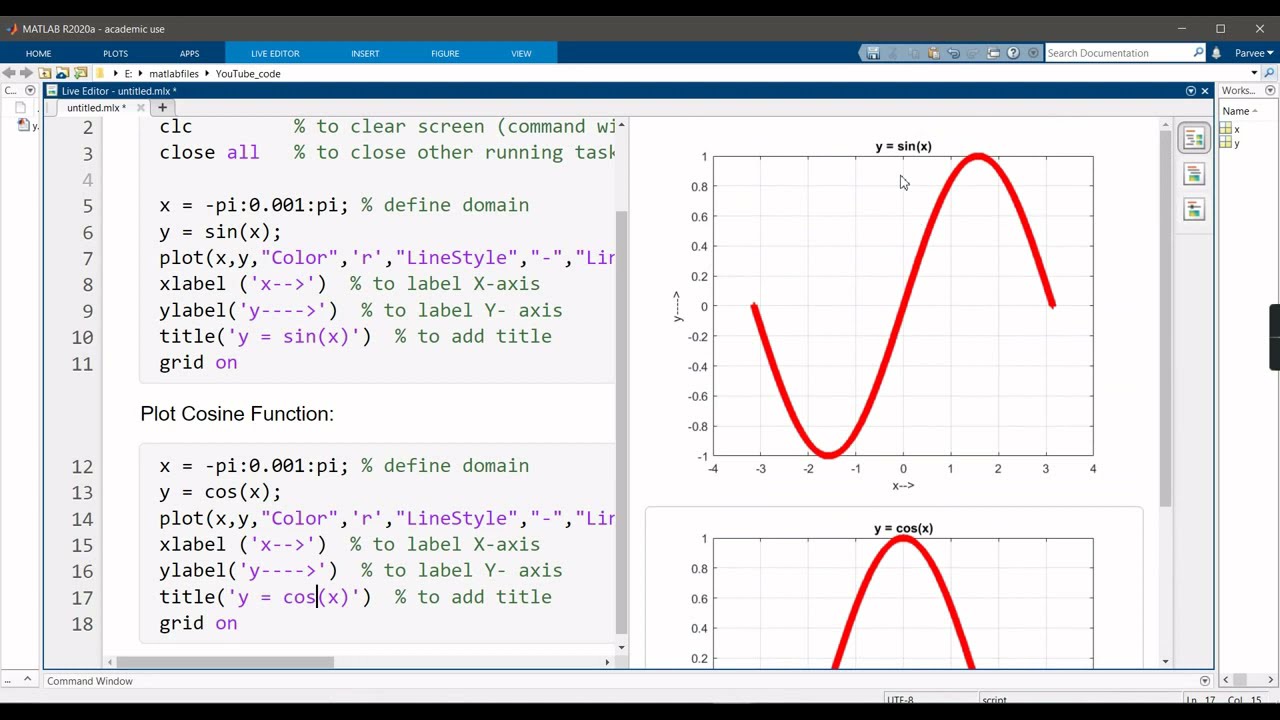 Sine and Cosine Function in matlab #MATLAB #sine #cos #matlab