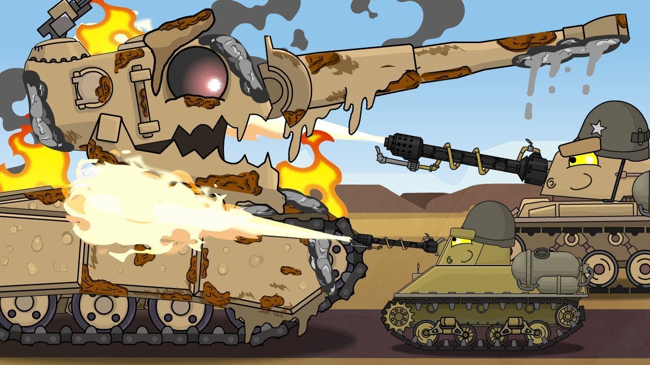 Flamethrower-Tanks vs Tank-Eater Monster - Cartoons about tanks