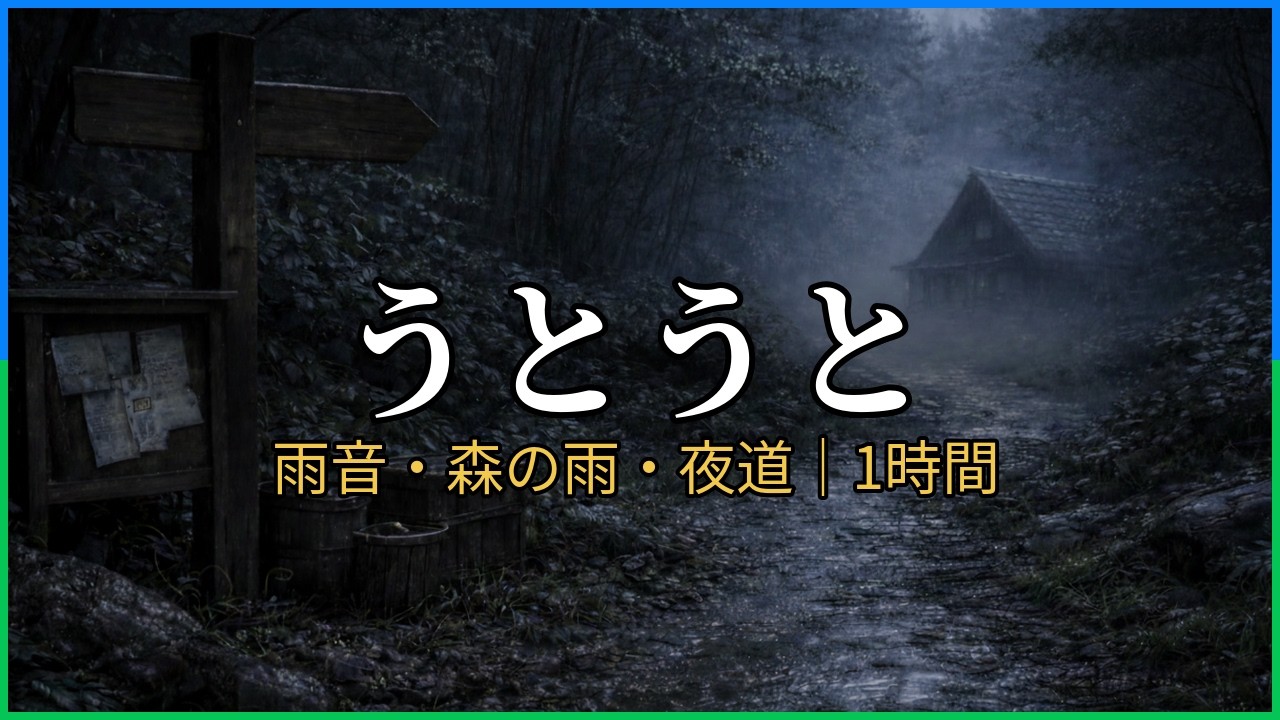 【森雨｜睡眠用BGM】眠れる雨音｜小屋灯・夜道｜1時間