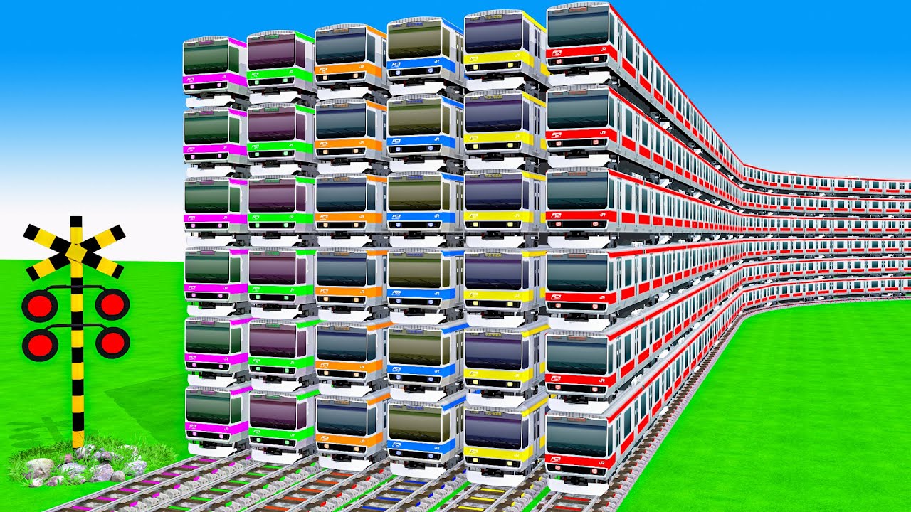 【踏切アニメ】あぶない電車【カンカン】電車 Train Climbing Pynamid 2025🚦 Fumikiri 3D Train Railroad Crossing Animation