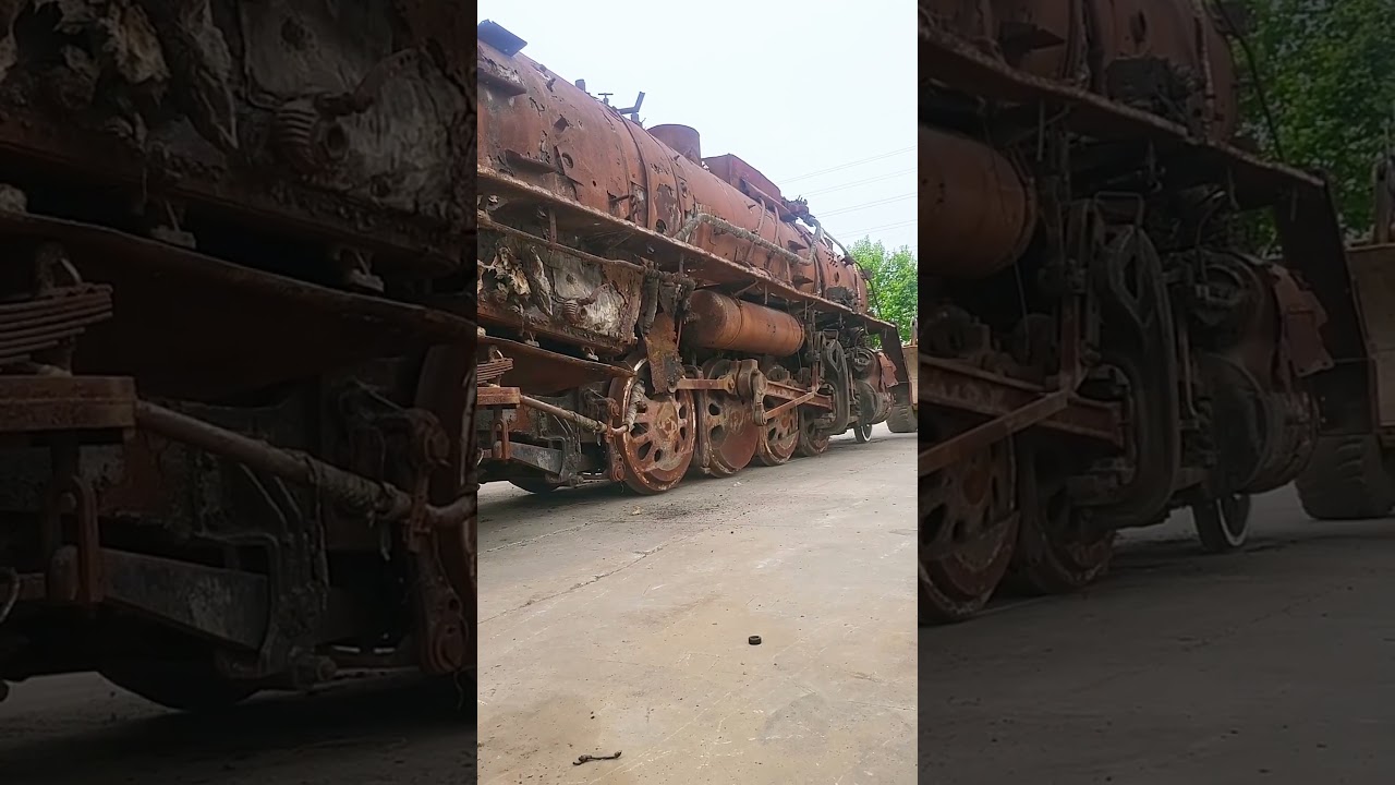 Scrapped internal combustion locomotive- Good tools and machinery make work easy