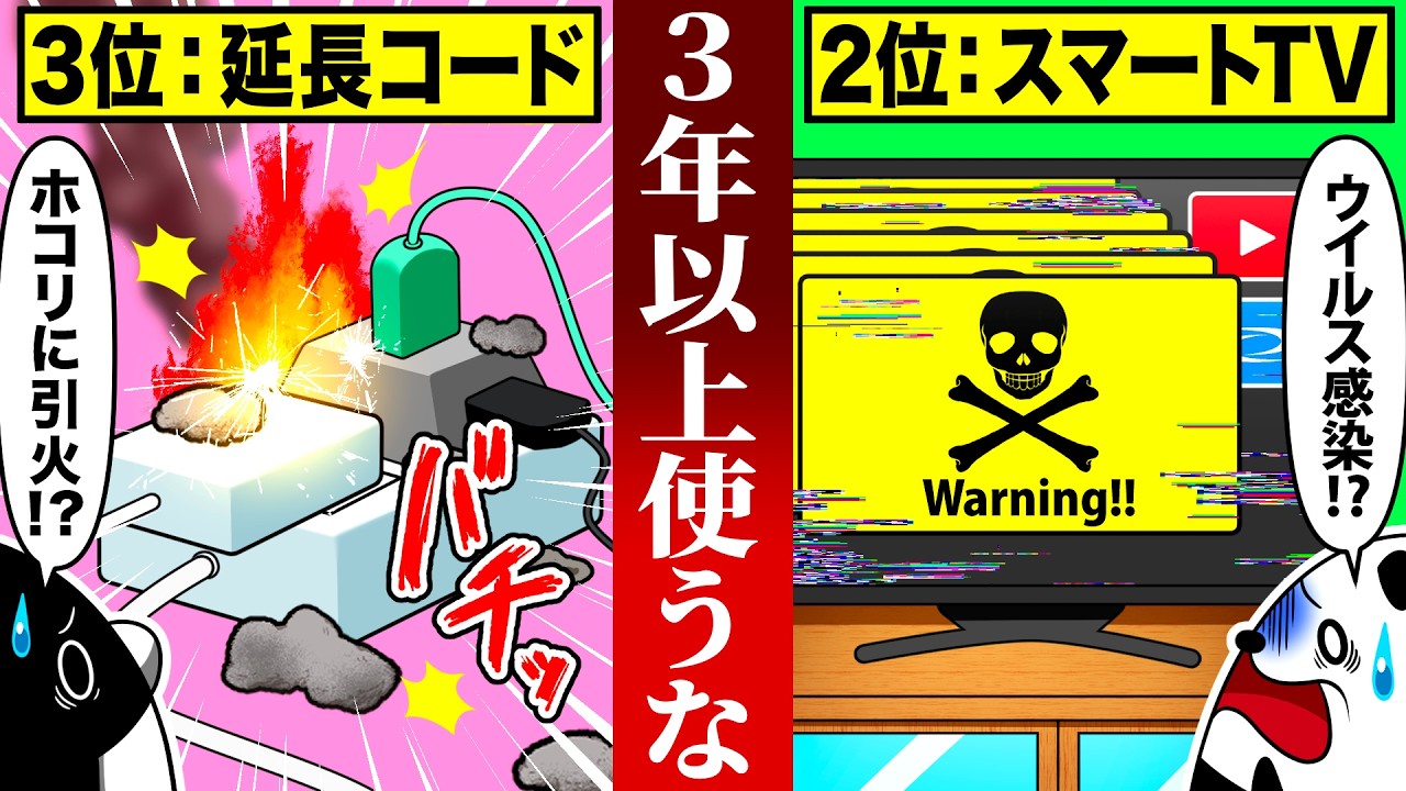 【TVがウイルス感染!?】３年以上使うと危険な家電４選【アニメ】
