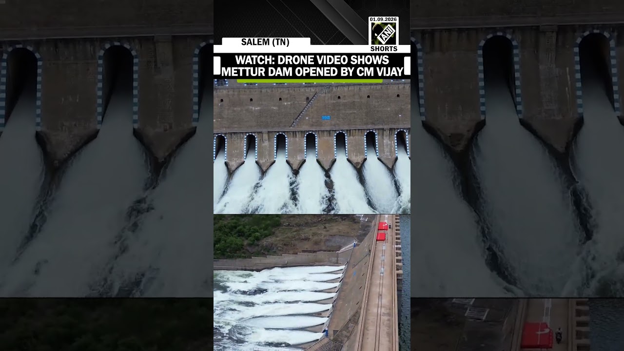Drone visuals show Mettur dam opened by Tamil Nadu CM Vijay for delta irrigation