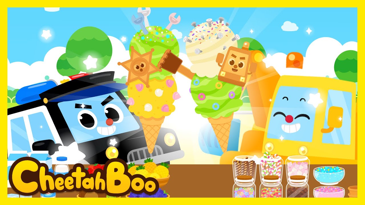 Время мороженого для машинок! 🍦🚗 | Полицейская машина и экскаватор | Учимся распознавать формы | ...
