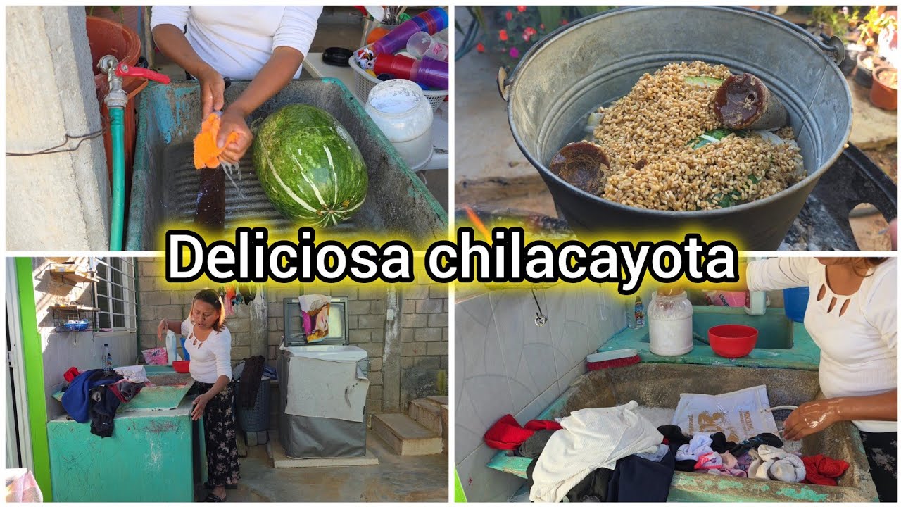 Bamos a preparar una chilacayote con trigo y elote+ lavando ropa.👕👗
