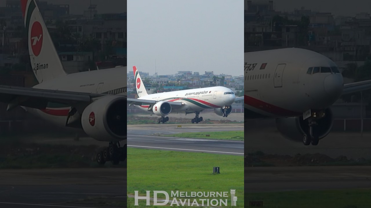🇧🇩 Biman Airlines Boeing 777 Lands at Dhaka Airport #aviation