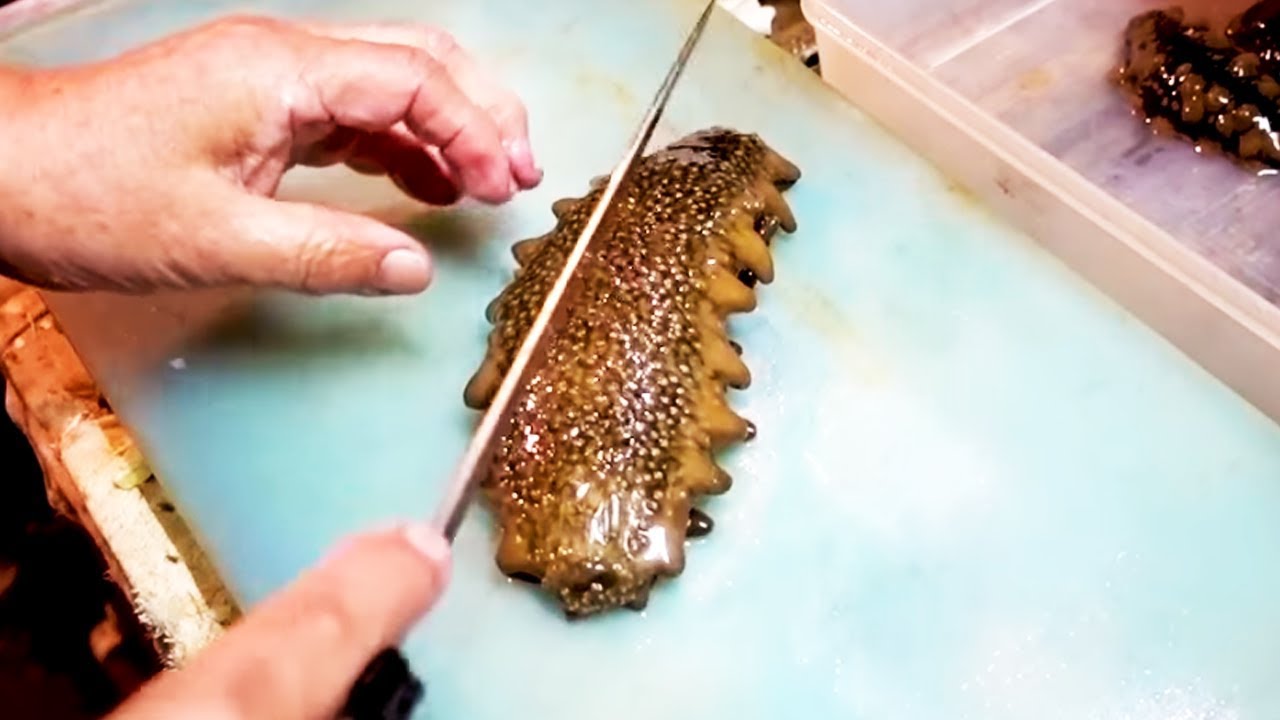 Морской огурец - японская уличная еда