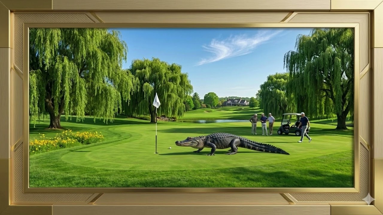 Gator Playing Through! Golf screensaver | Frame TV Art | I bet he's not a club member