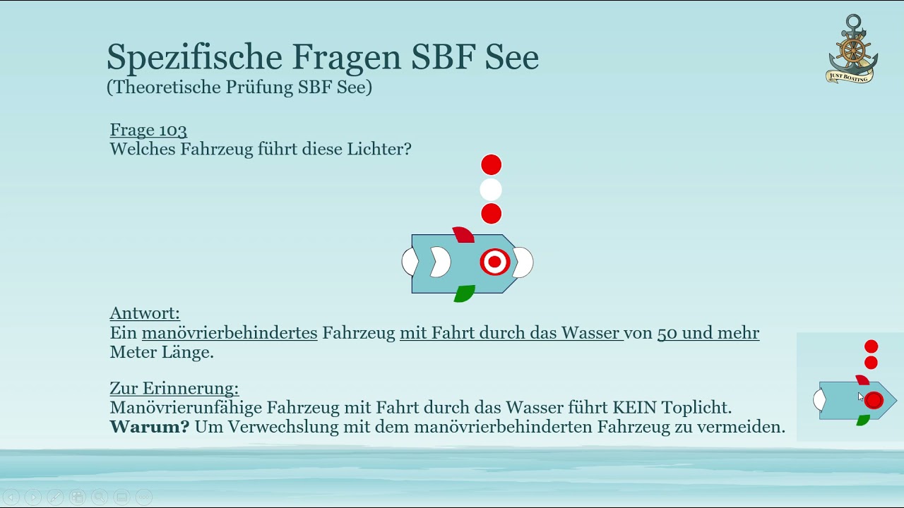 #02 spezifische Fragen 91 - 115 zum Sportbootführerschein (SBF) See