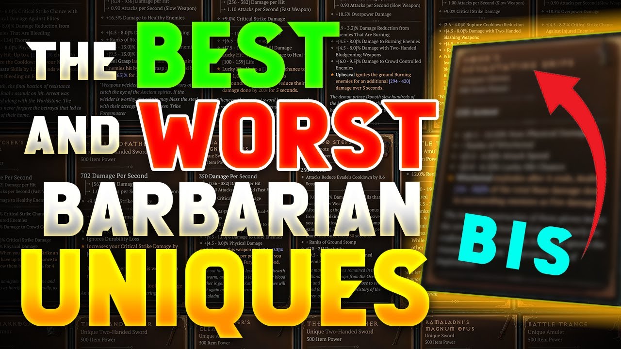 MUST HAVE Uniques for Barbarians in Diablo 4