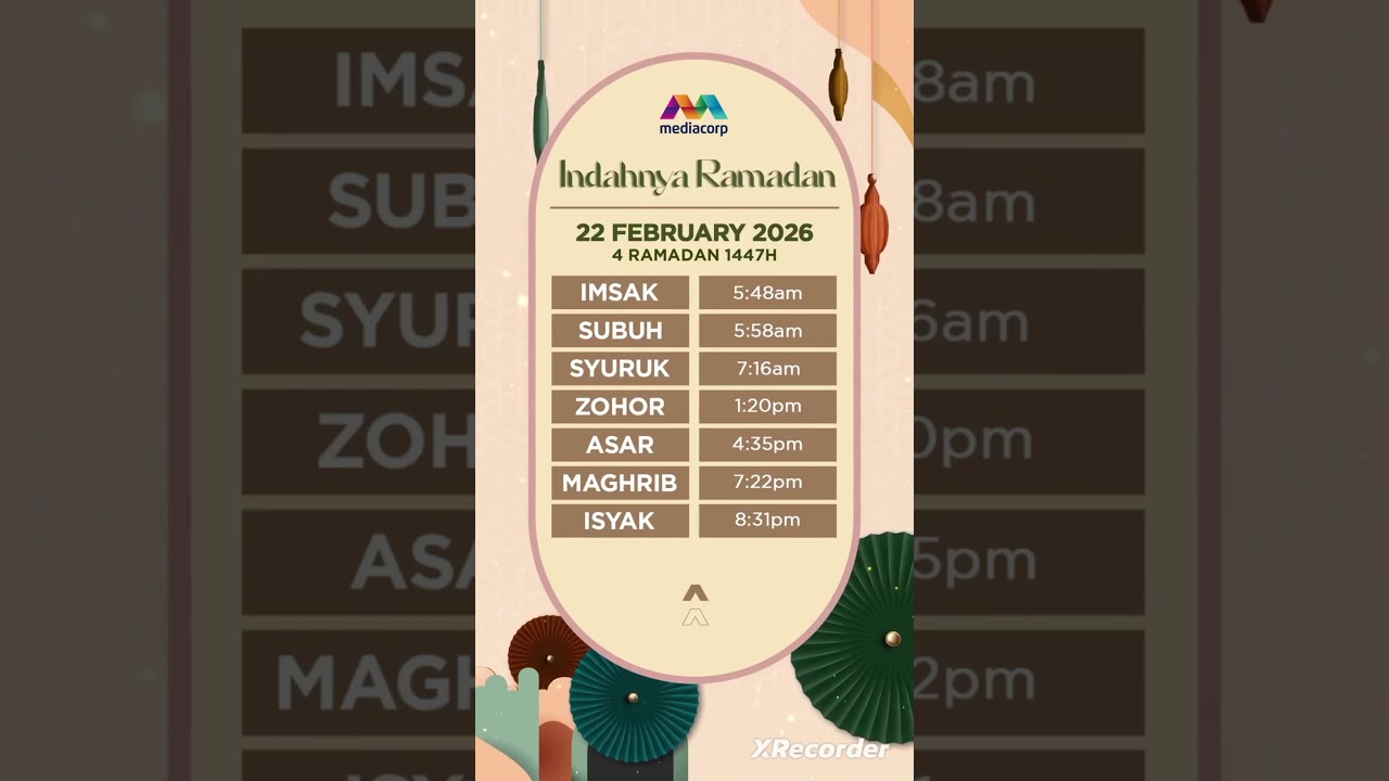 Imsakiah Ramadan 🌙 &bull;  22 February 2026 &bull; 4 Ramadan 1447H