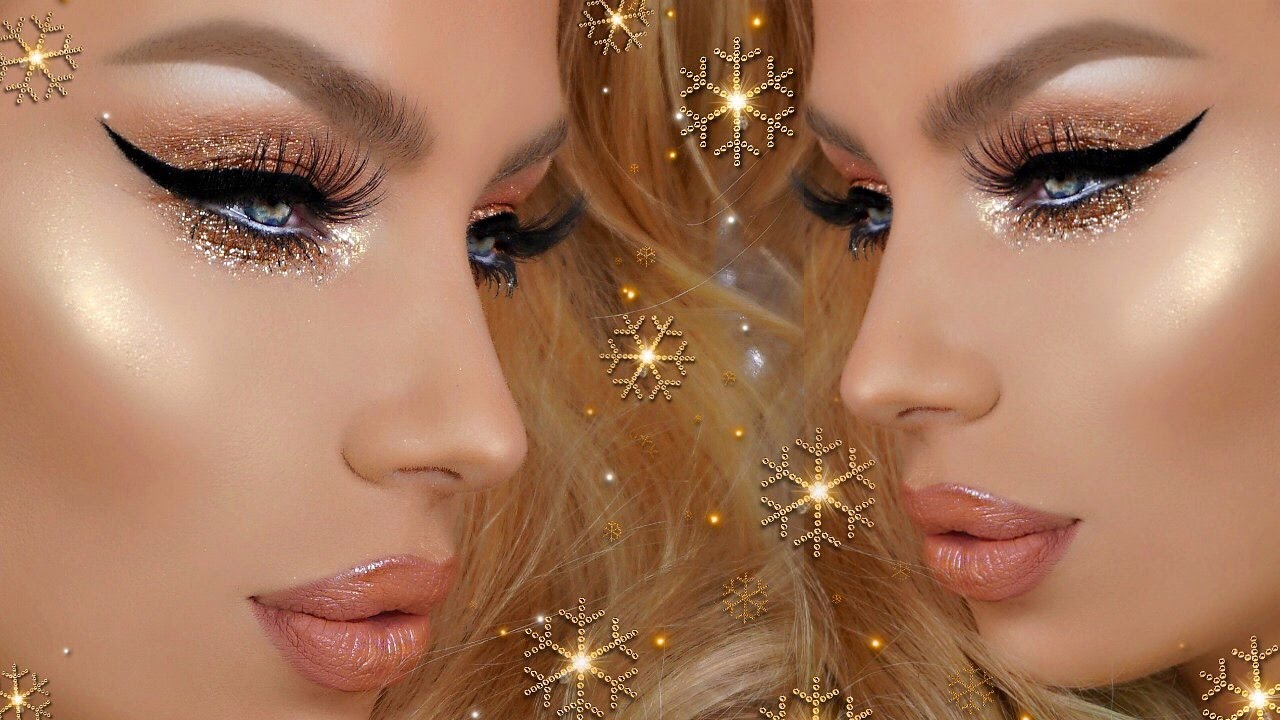 Golden & Glitter Christmas HOLIDAY MAKEUP TUTORIAL | Nikki French